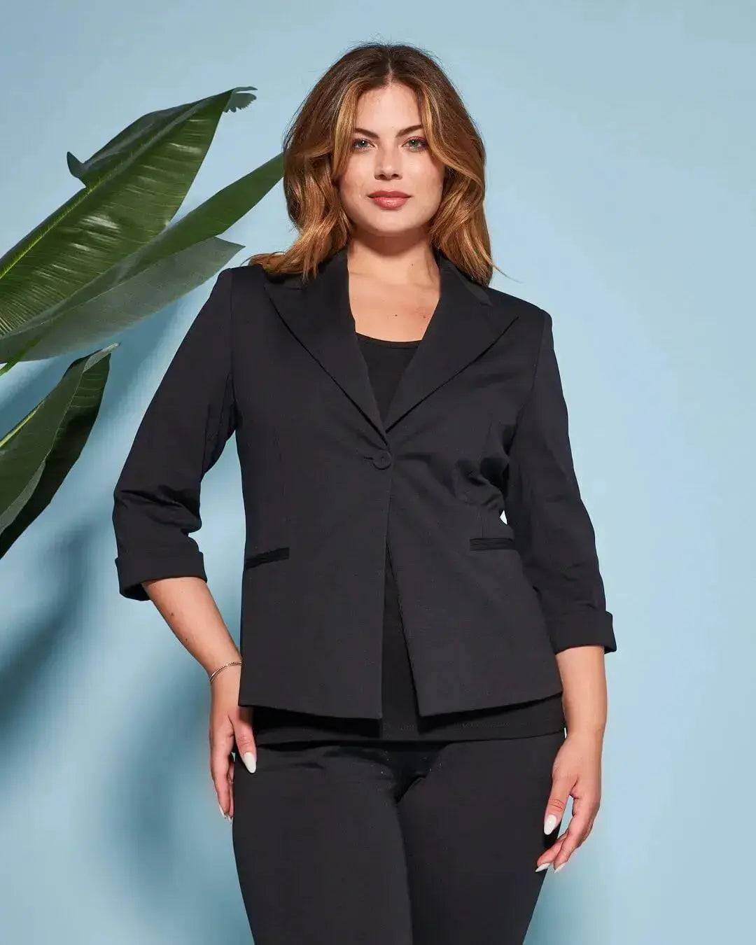 Blazer corto senza revers in jersey punto Milano elasticizzato di misto cotone DORABELLA