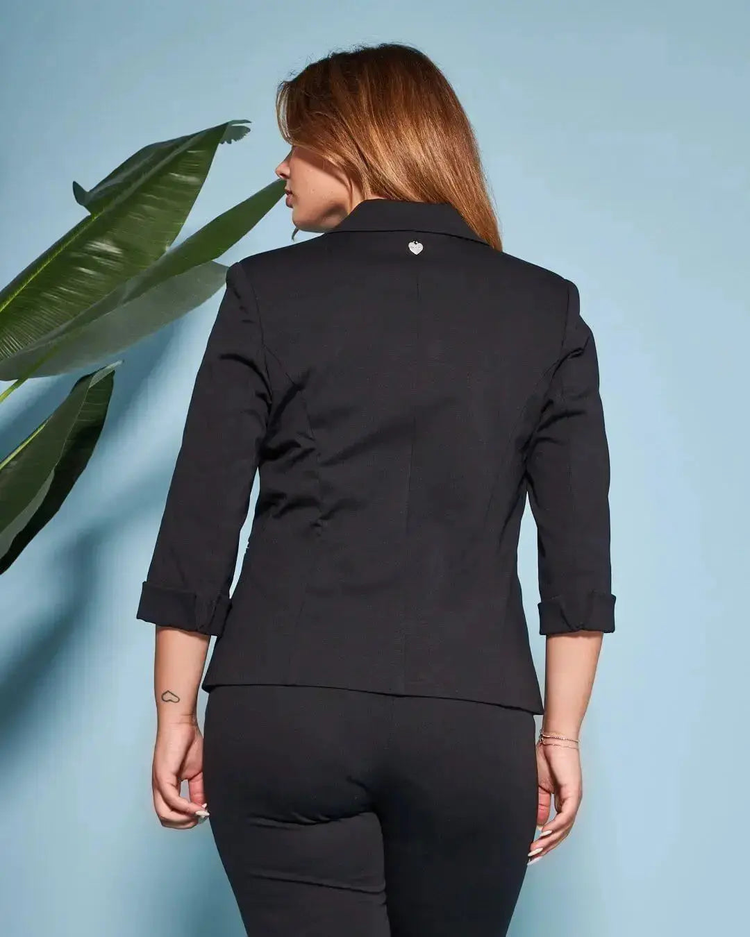 Blazer corto senza revers in jersey punto Milano elasticizzato di misto cotone DORABELLA