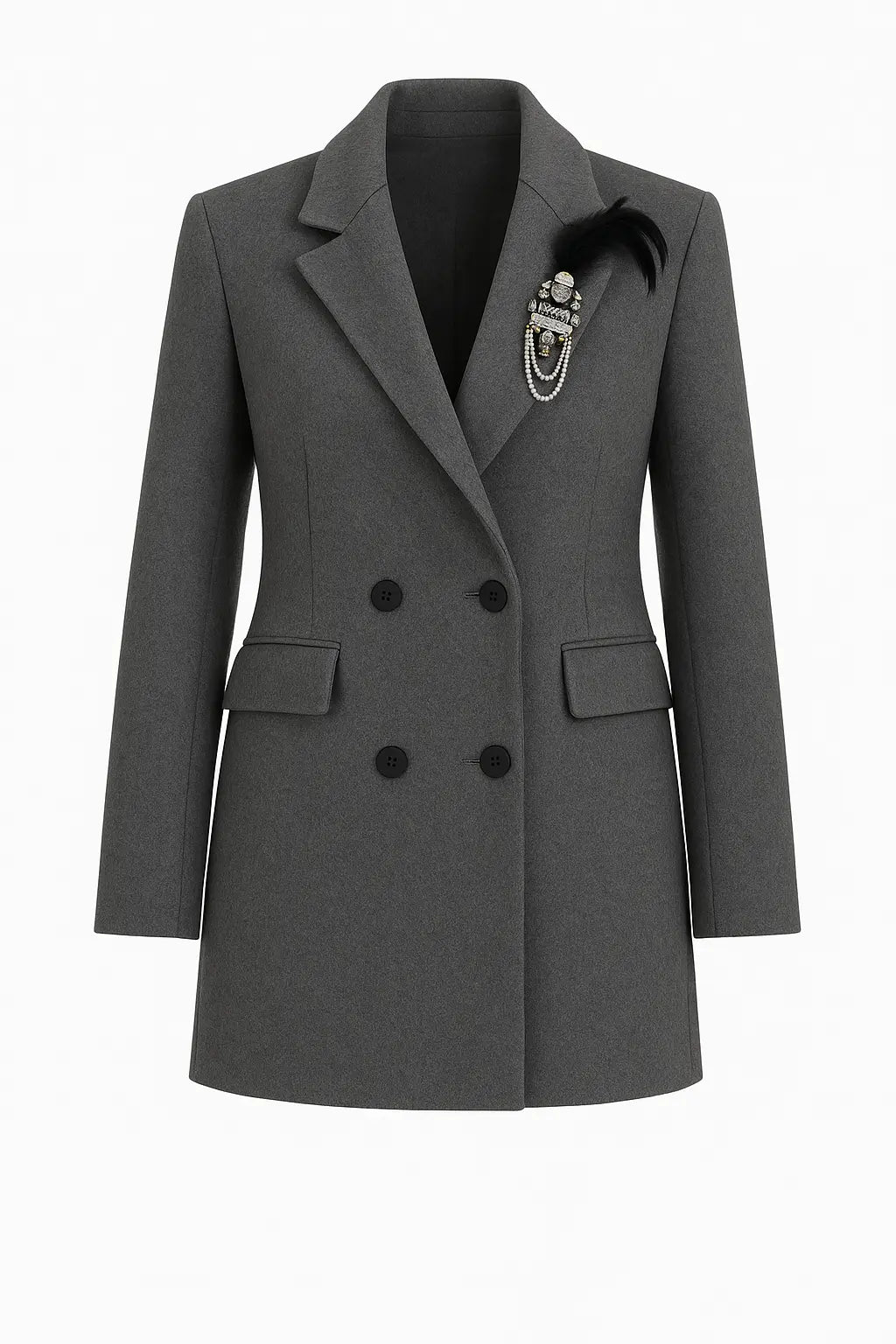 Blazer doppiopetto con spilla gioiello UNICA by Ironica