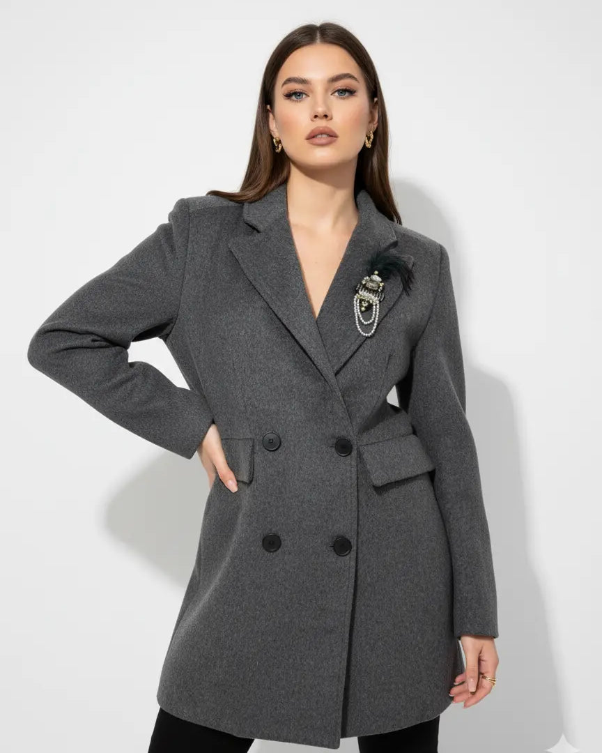 Blazer doppiopetto con spilla gioiello UNICA by Ironica