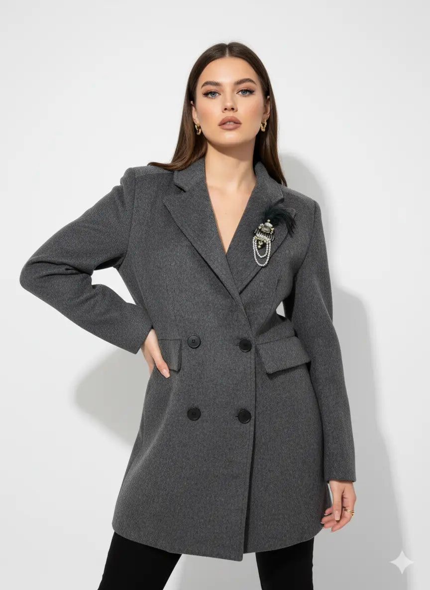 Blazer doppiopetto con spilla gioiello UNICA by Ironica