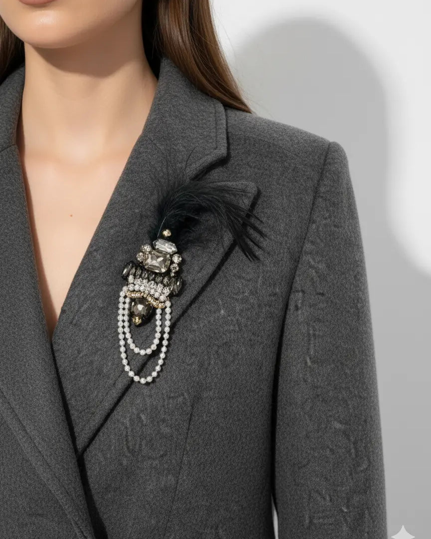 Blazer doppiopetto con spilla gioiello UNICA by Ironica