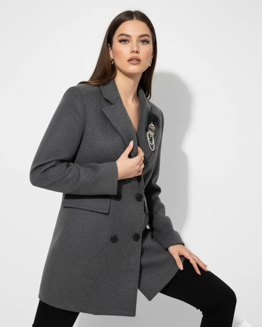 Blazer doppiopetto con spilla gioiello UNICA by Ironica