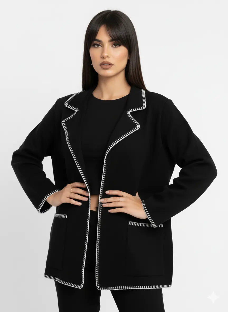 Blazer in maglia con profili a contrasto DORABELLA