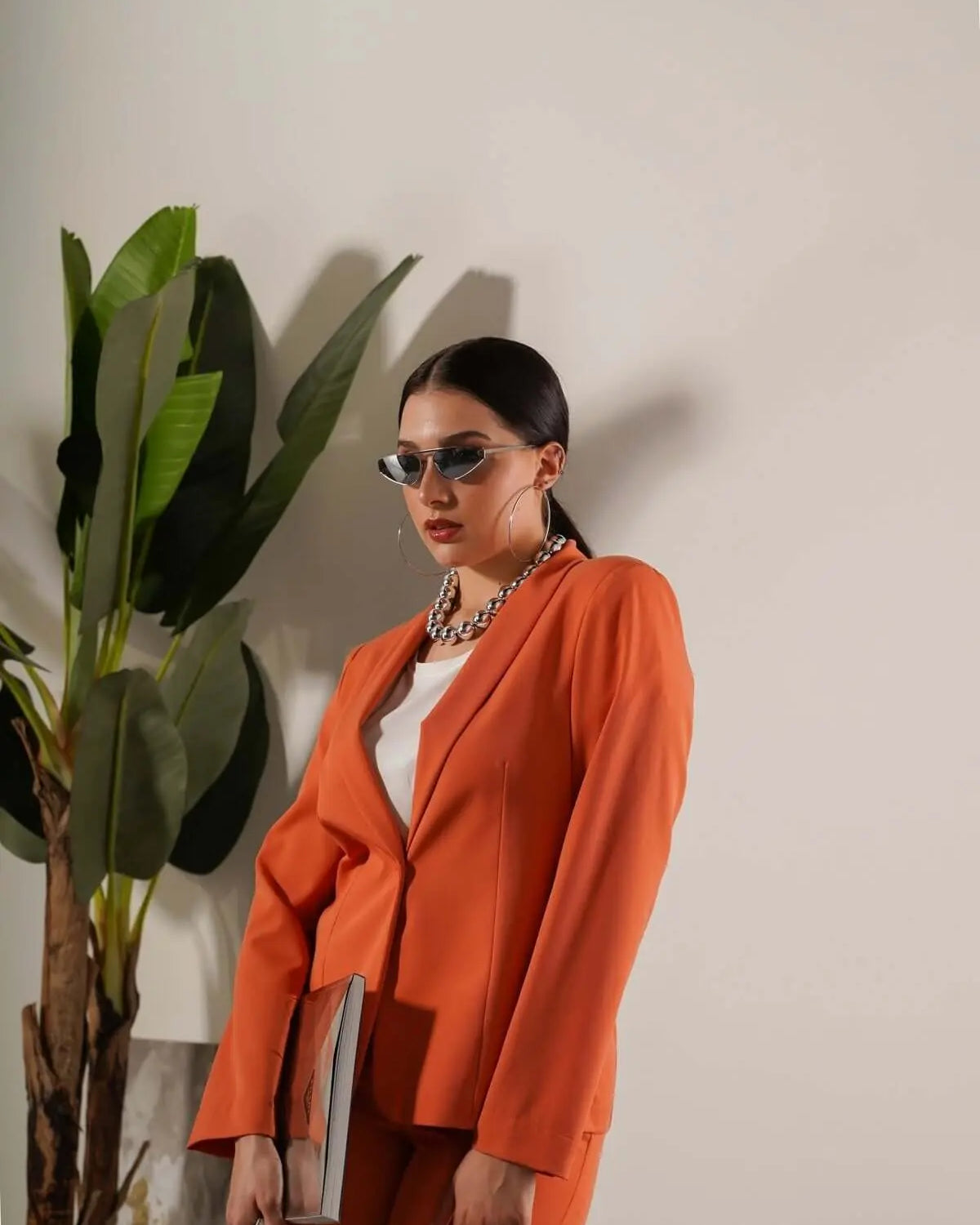 Blazer monopetto a manica lunga in cady elasticizzato tinta unita. SALMONE DORABELLA 50