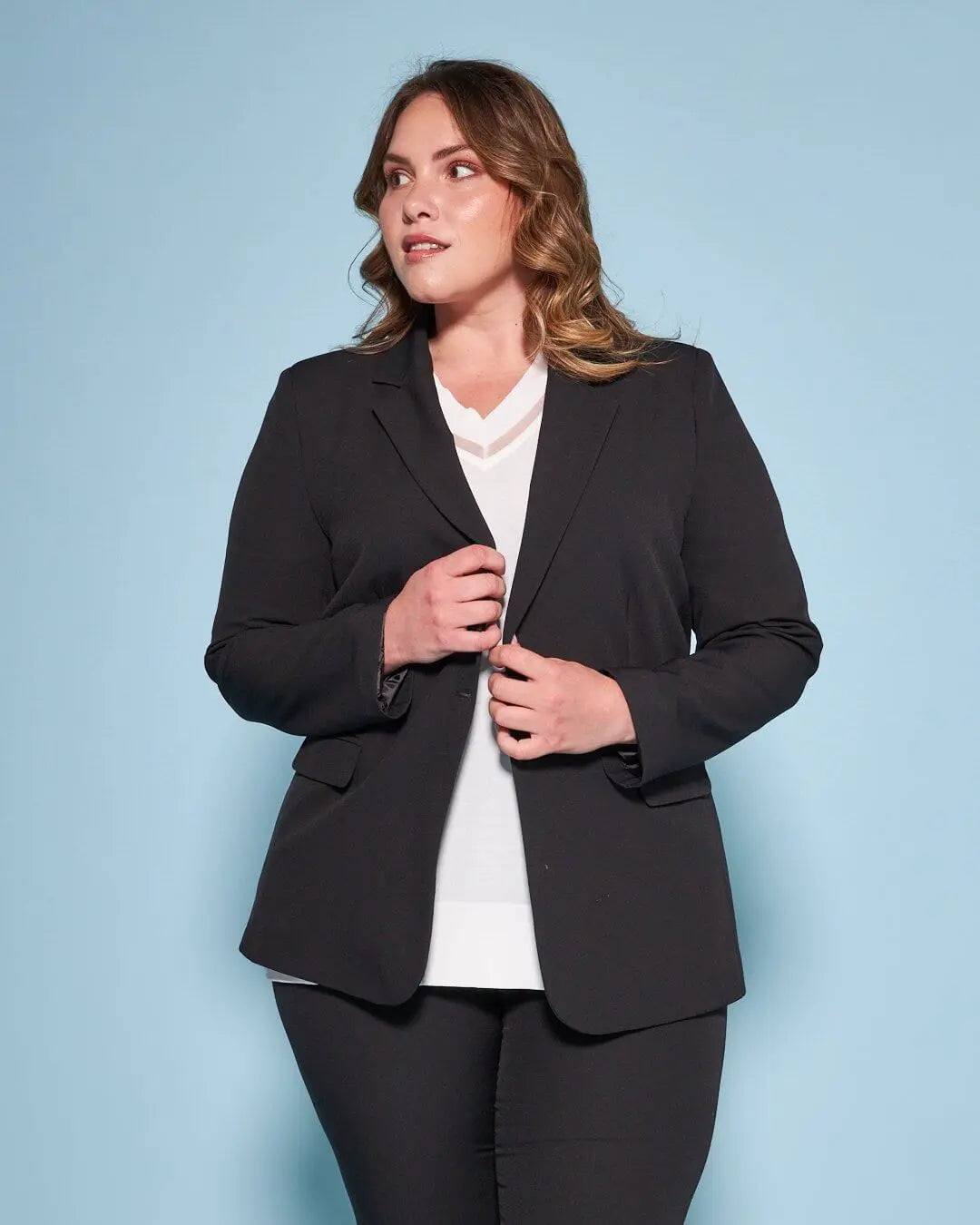 Blazer monopetto in cady tinta unita NERO DORABELLA PIU'