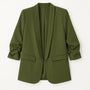 Blazer oversize con collo sciallato e arriccio fondo manica Unica by Dorabella Verde-oliva-Taglia-Unica-Curvy-fino-alla-54
