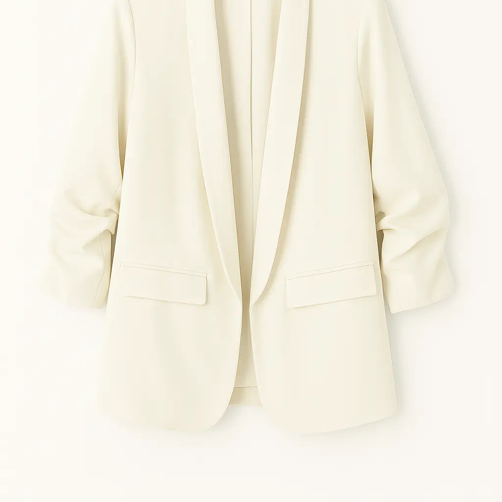Blazer oversize con collo sciallato e arriccio fondo manica Unica by Dorabella Bianco-Taglia-Unica-Curvy-fino-alla-54