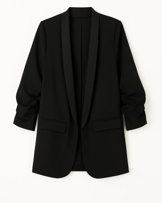 Blazer oversize con collo sciallato e arriccio fondo manica Unica by Dorabella Nero-Taglia-Unica-Curvy-fino-alla-54