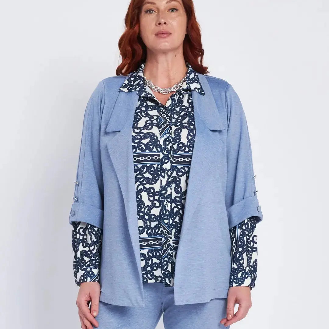 Blazer sfiancato con rever senza bottoni DENIM DORABELLA PIU' 49