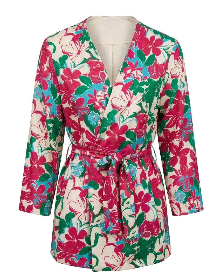 Blazer stampato con fusciacca bicolor DORABELLA