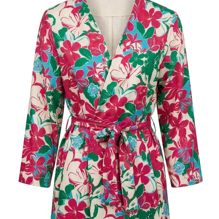 Blazer stampato con fusciacca bicolor DORABELLA