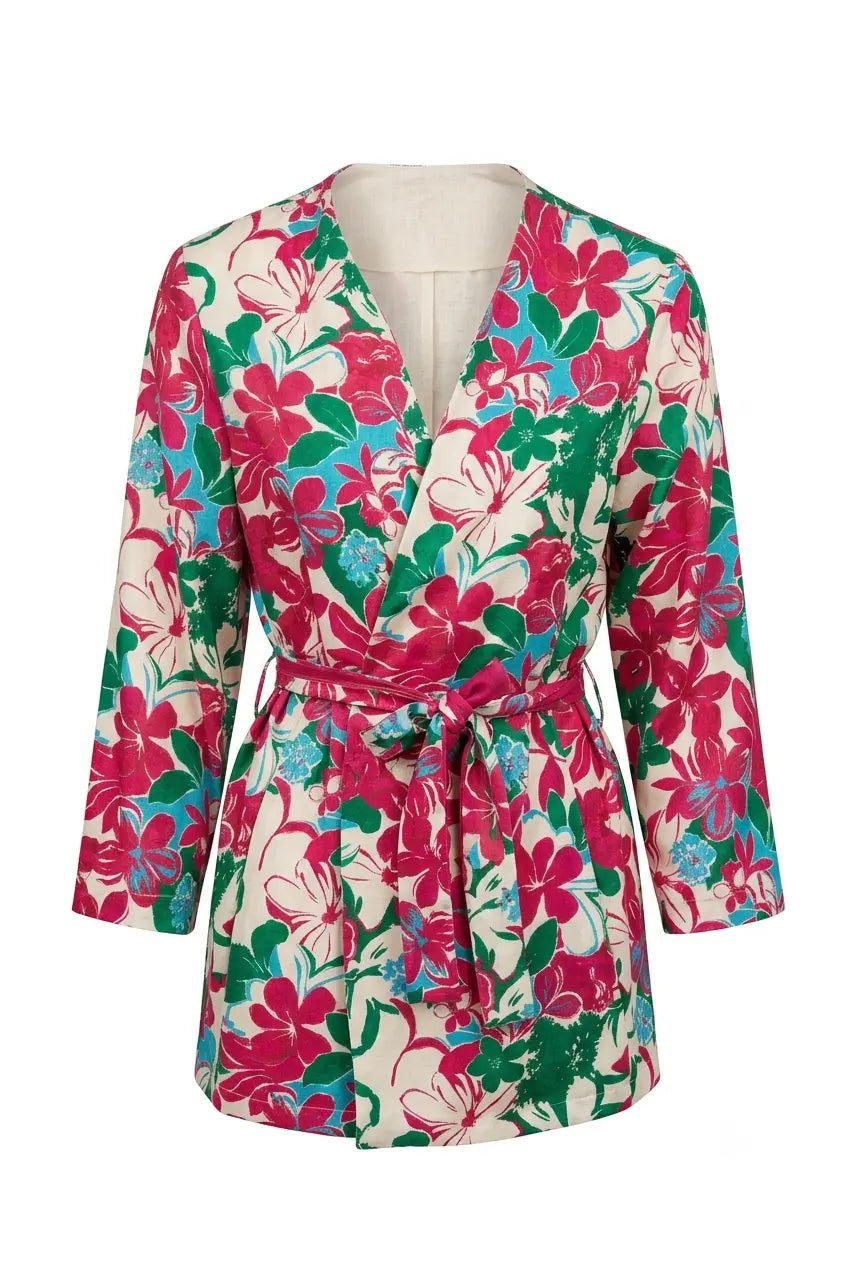 Blazer stampato con fusciacca bicolor DORABELLA
