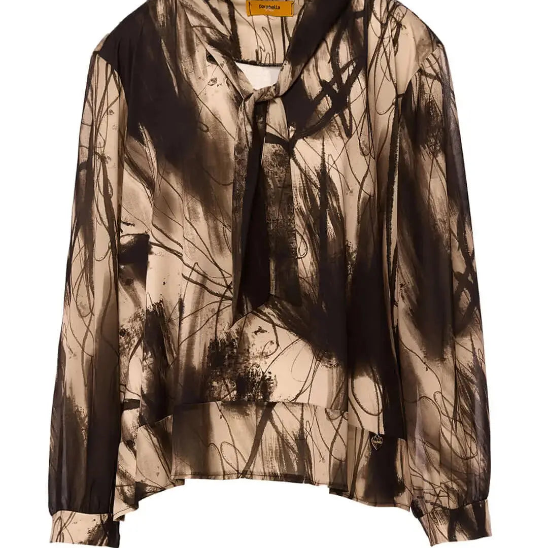 Blusa a fantasia con collo a fusciacca FANTASIA DORABELLA PIU'