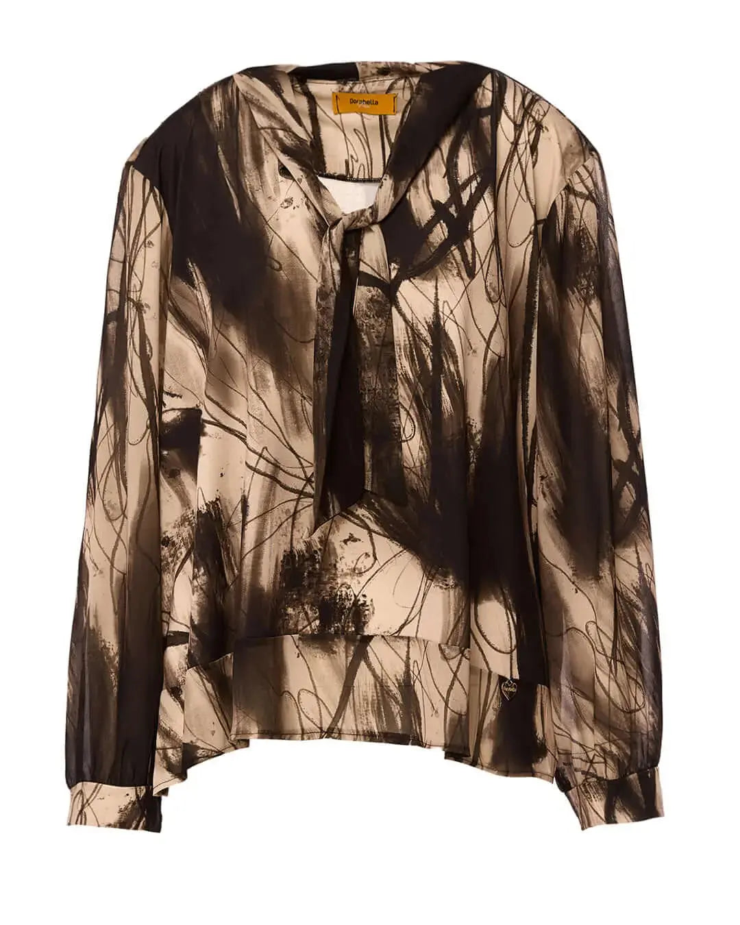Blusa a fantasia con collo a fusciacca FANTASIA DORABELLA PIU'