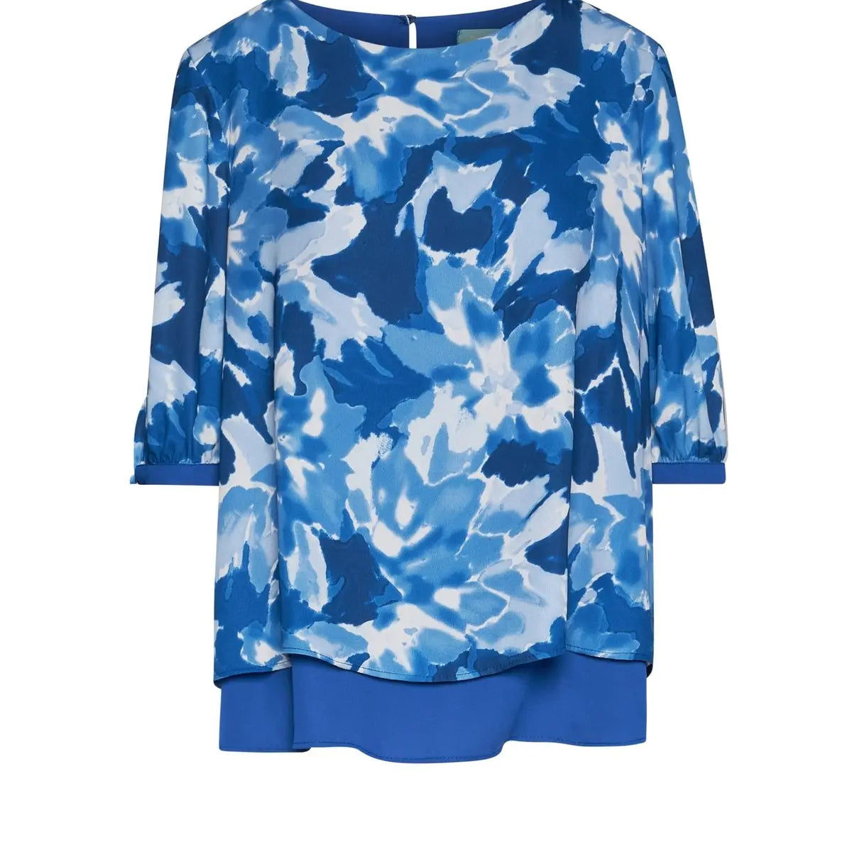 Blusa a fantasia con polsi e inserti a contrasto BLU CHINA DORABELLA