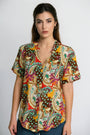 Blusa a mezza manica con colletto coreana in viscosa stampata DORABELLA PIU'