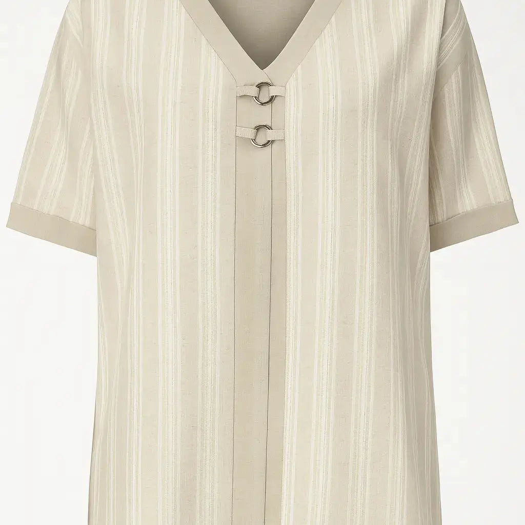 Blusa  a scollo a v  in misto lino e viscosa con trama lurex DORABELLA PIU'