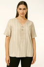Blusa  a scollo a v  in misto lino e viscosa con trama lurex DORABELLA PIU'