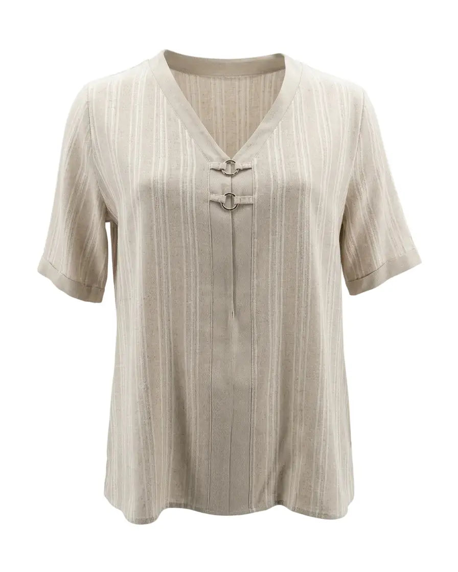 Blusa  a scollo a v  in misto lino e viscosa con trama lurex DORABELLA PIU'