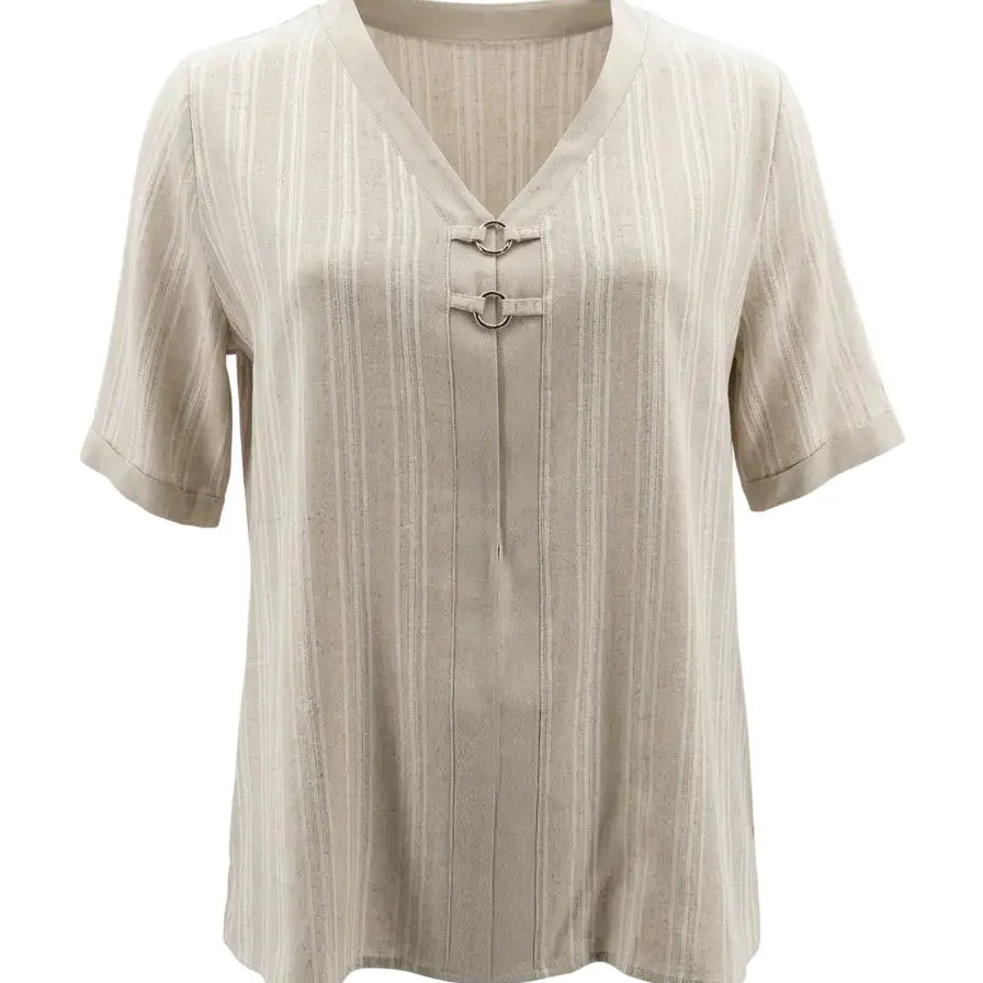 Blusa  a scollo a v  in misto lino e viscosa con trama lurex DORABELLA PIU'