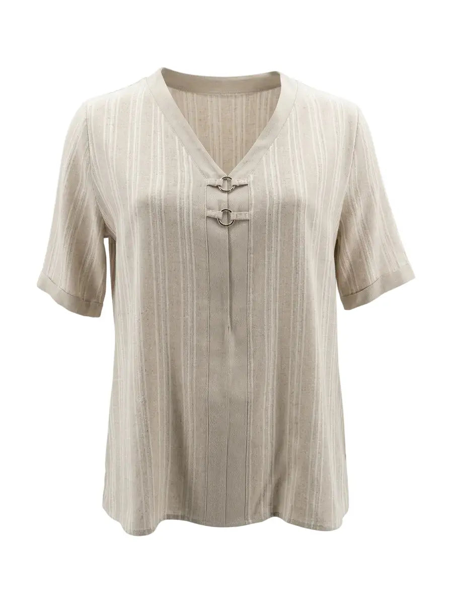 Blusa  a scollo a v  in misto lino e viscosa con trama lurex DORABELLA PIU'