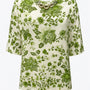 Blusa ampia e lunga in raso stampato a fantasia con accessorio scollo DORABELLA