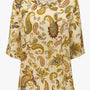 Blusa ampia e lunga in raso stampato a fantasia con accessorio scollo DORABELLA