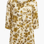 Blusa ampia e lunga in raso stampato a fantasia con accessorio scollo DORABELLA