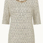 Blusa ampia e lunga in raso stampato a fantasia con accessorio scollo DORABELLA