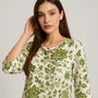 Blusa ampia e lunga in raso stampato a fantasia con accessorio scollo DORABELLA PIU'
