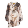 Blusa asimmetrica in georgette con fantasia floreale astratta con collana gioiello. NOCE DORABELLA PIU'