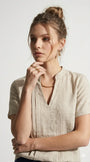 Blusa bi-materiale DORABELLA