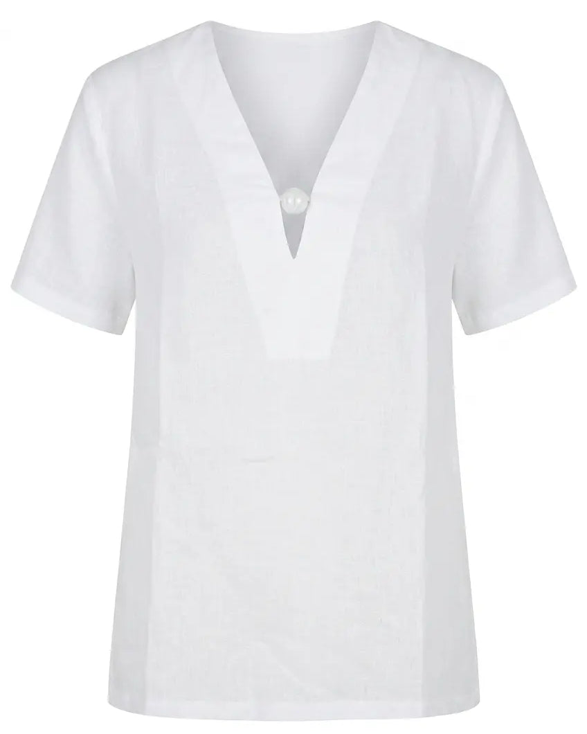 Blusa bi-materiale in Lino DORABELLA