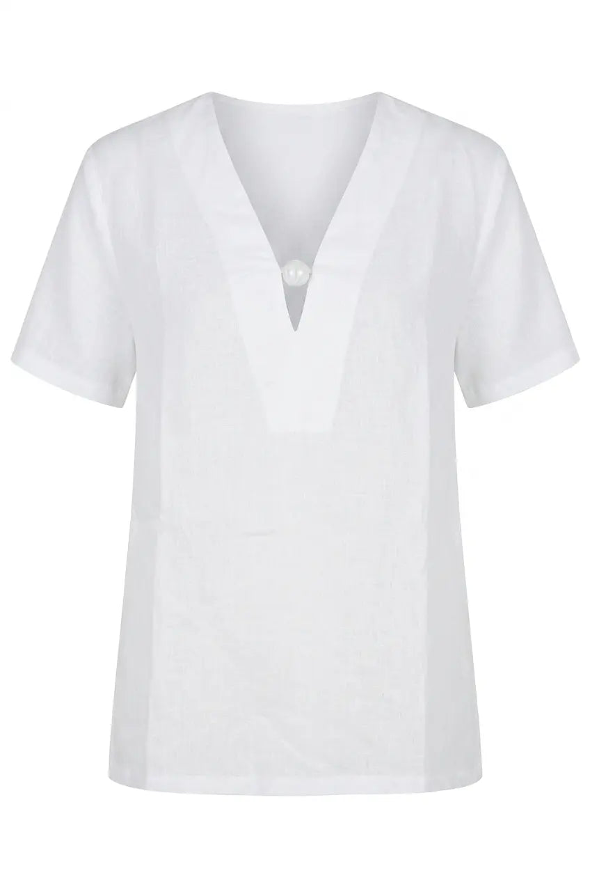 Blusa bi-materiale in Lino DORABELLA