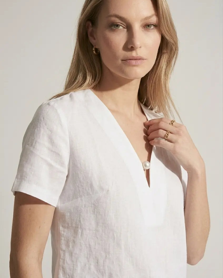 Blusa bi-materiale in Lino DORABELLA