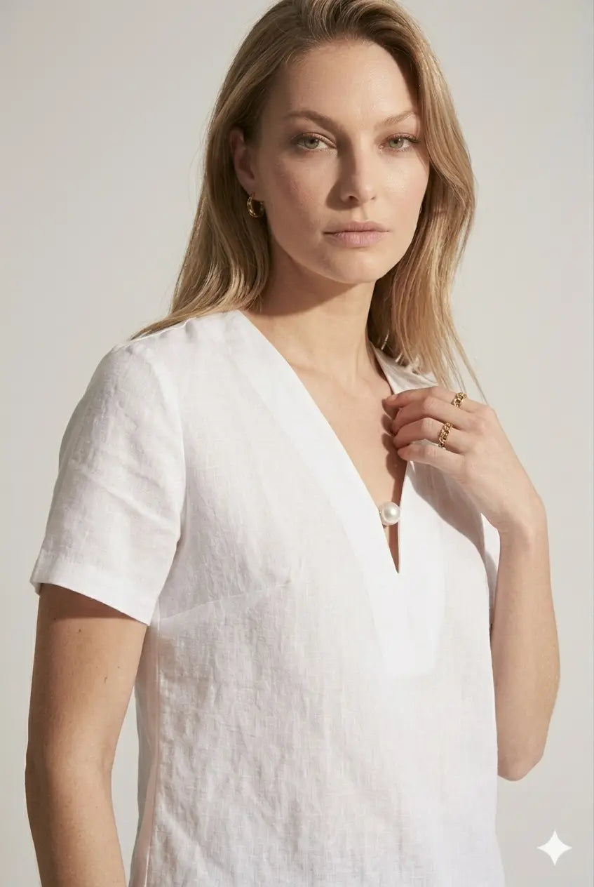 Blusa bi-materiale in Lino DORABELLA