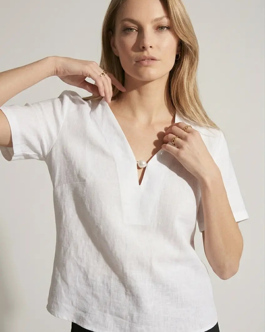 Blusa bi-materiale in Lino DORABELLA