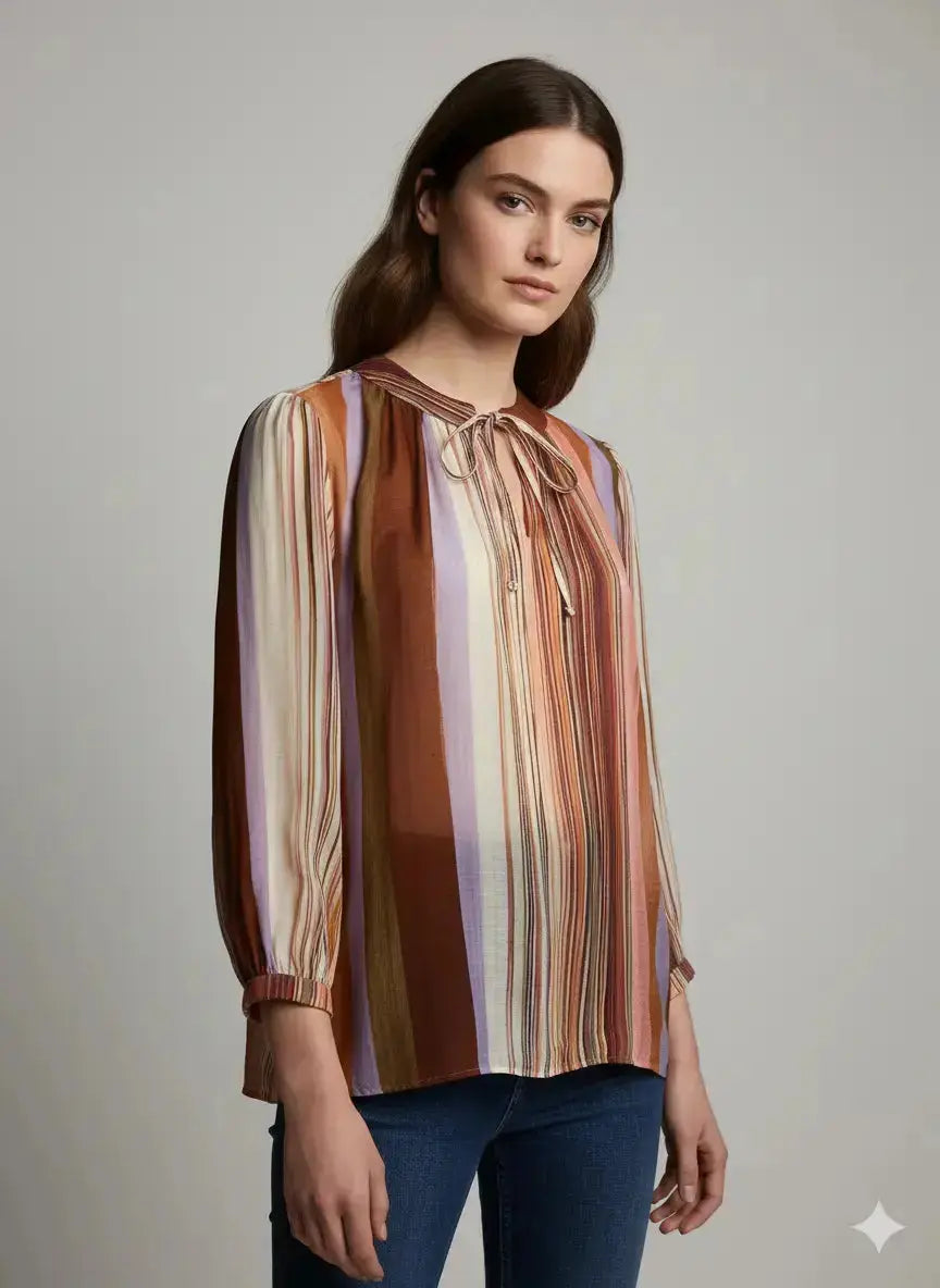 Blusa bi-materiale stampata DORABELLA