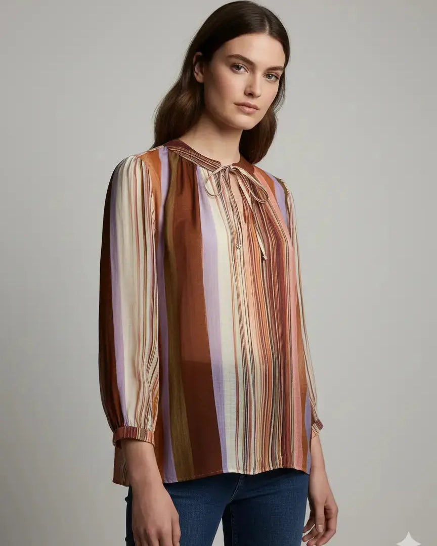 Blusa bi-materiale stampata DORABELLA