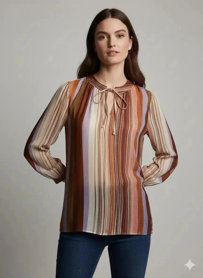 Blusa bi-materiale stampata DORABELLA