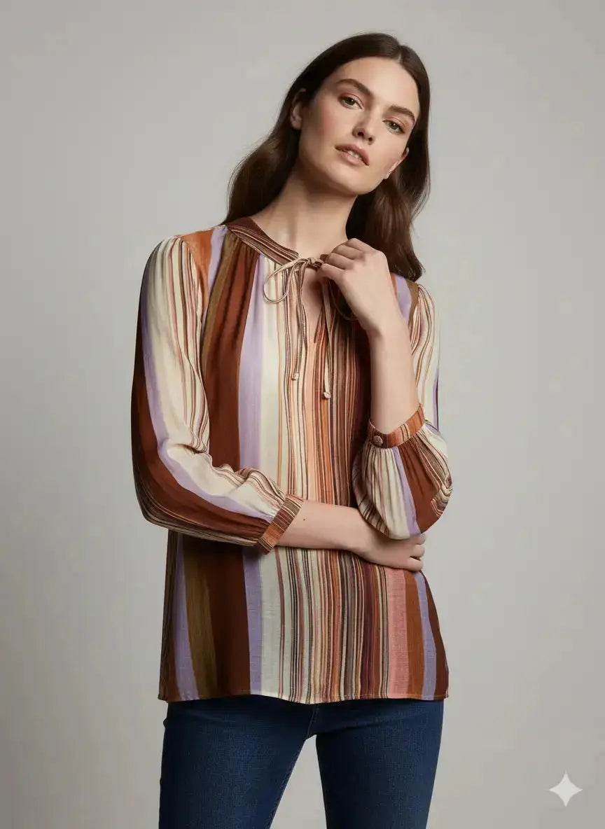 Blusa bi-materiale stampata DORABELLA