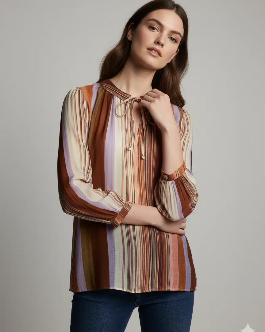 Blusa bi-materiale stampata DORABELLA