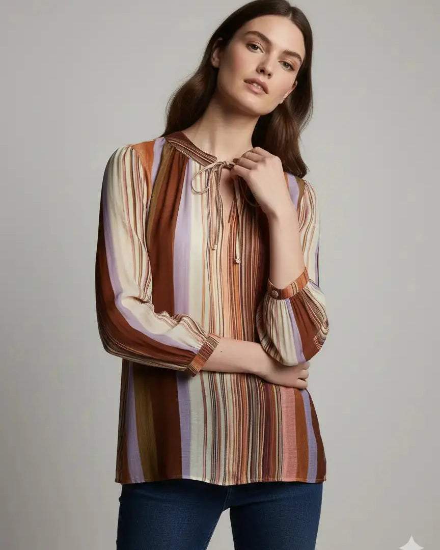 Blusa bi-materiale stampata DORABELLA