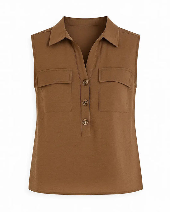Blusa con abbottonatura polo e colletto in fluido bollito Unica by Dorabella