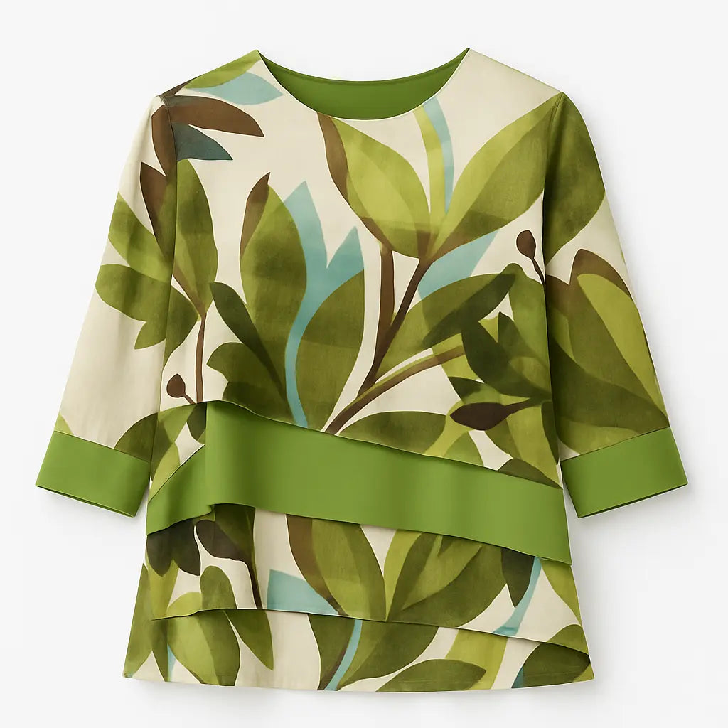 Blusa con balze asimmetriche in georgette unita e stampata DORABELLA PIU'