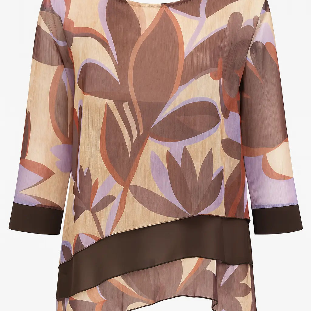 Blusa con balze asimmetriche in georgette unita e stampata DORABELLA PIU'