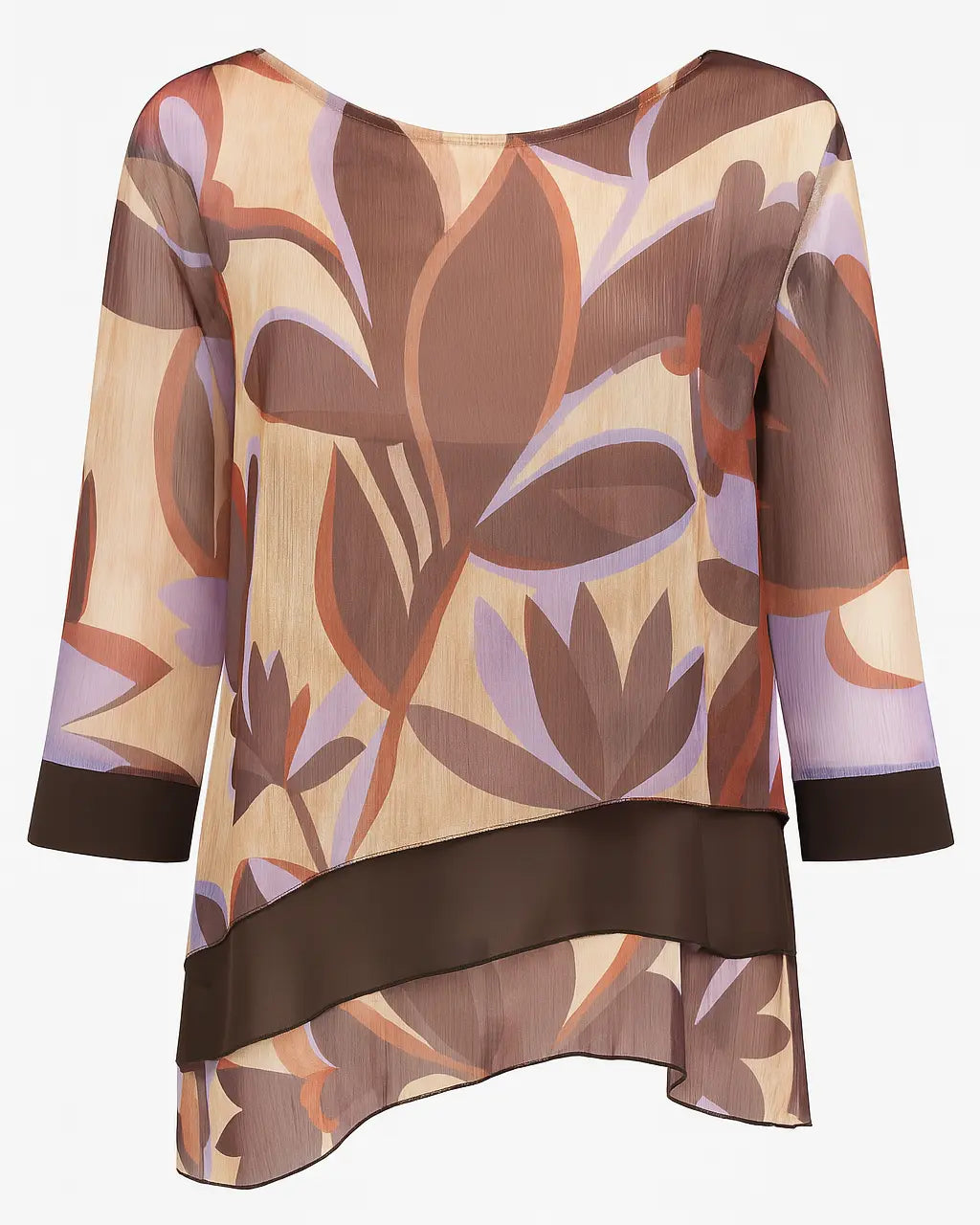 Blusa con balze asimmetriche in georgette unita e stampata DORABELLA PIU'