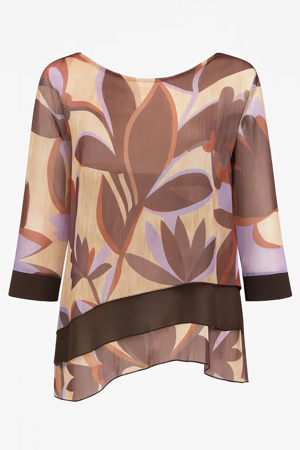 Blusa con balze asimmetriche in georgette unita e stampata DORABELLA PIU'