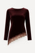 Blusa con bordo in pizzo asimmetrico IRONICA Taglia unica (44/46 o M/L) / Moro